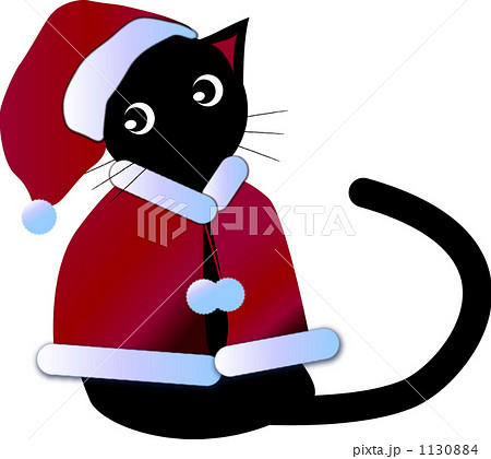 イラスト Cg サンタクロース 黒猫の写真素材