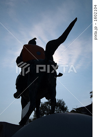 馬 銅像 黒の写真素材