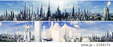 未来都市 近未来都市 近未来 宇宙 ビジネス街の写真素材