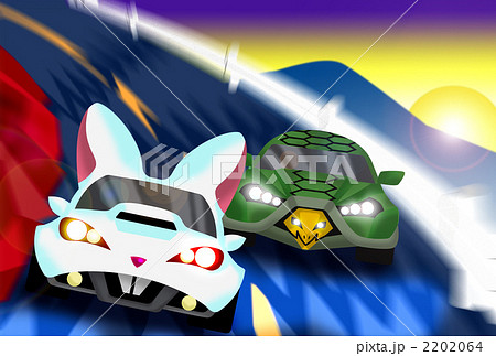 ウサギとカメのイラスト素材