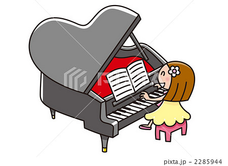 ピアノを演奏する女の子のイラスト素材