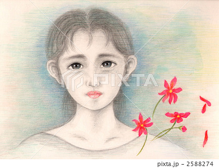 絵画　少女　水彩画 美少女 水彩画の写真素材 - PIXTA