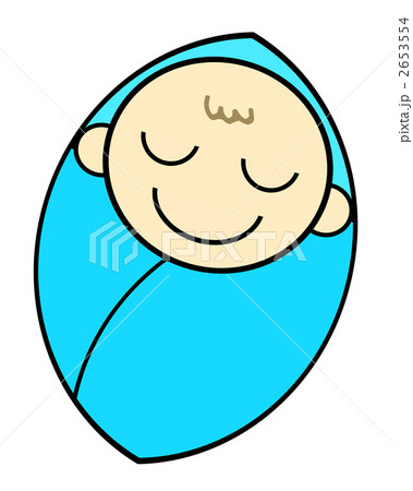 嬰児 シンプル 寝る かわいい キャラクター イラストの写真素材