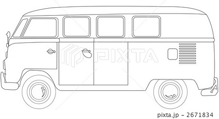 乗用車 自動車 ワーゲンバス 乗り物のイラスト素材 Pixta