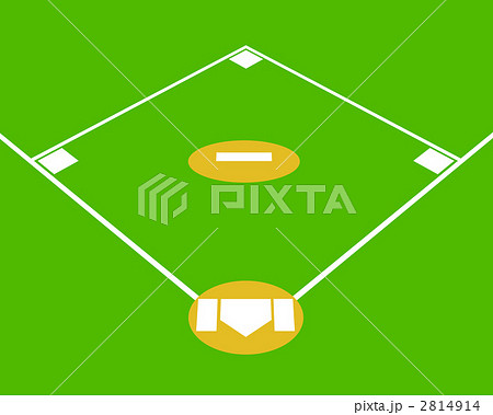 野球場 球場 野球グラウンド 緑バックのイラスト素材