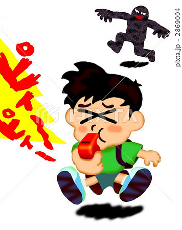 防犯 吹く 児童 小学生のイラスト素材