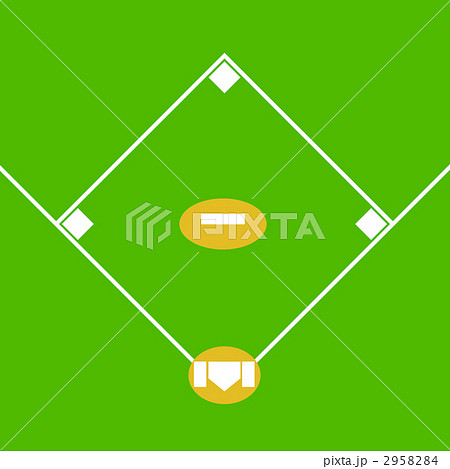 野球場 球場 野球グラウンド 緑バックのイラスト素材