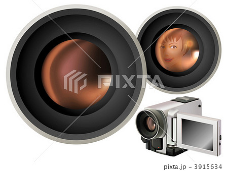 カメラ レンズ 映り込み ビデオの写真素材