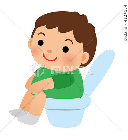 子供 男の子 トイレ 便器のイラスト素材