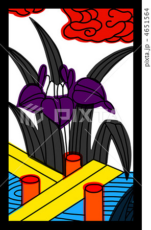 花札 5月 菖蒲 菖蒲に八橋のイラスト素材