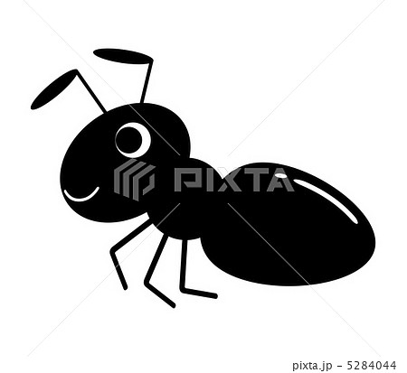 蟻さん 黒アリ かわいい あり 素材 白バック イラストのイラスト素材