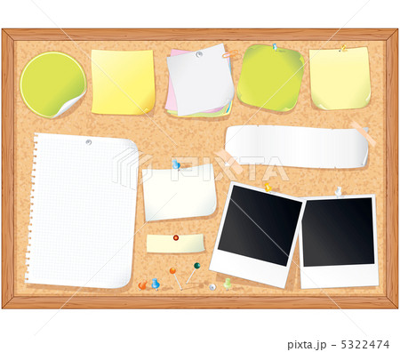 写真 コルクボード 木枠 画鋲の写真素材