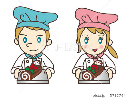 パティシエ 女性 菓子職人 人物のイラスト素材