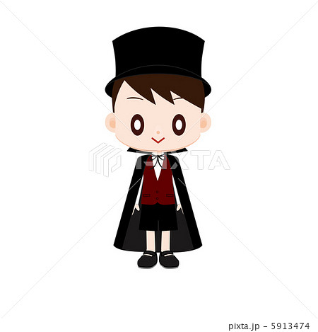 仮装をした男の子 ドラキュラの衣装のイラスト素材