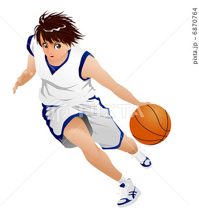 ドリブル 女子バスケットボール 女子バスケ アスリートのイラスト素材