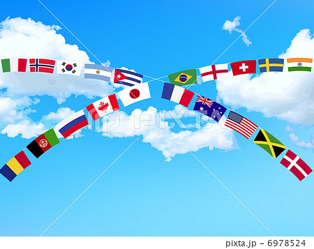 国旗 運動会 青空 背景のイラスト素材