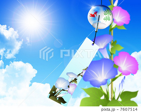 風鈴 夏 江戸風鈴 朝顔のイラスト素材