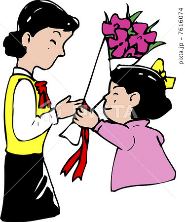先生 卒業式 別れ 子供のイラスト素材