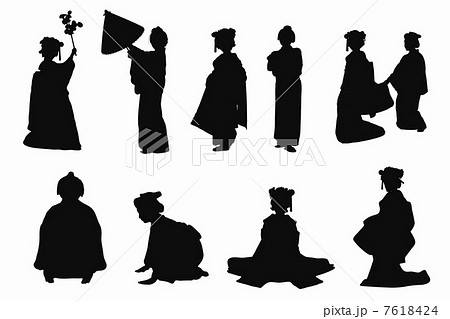 和服 着物 シルエット 舞踊のイラスト素材