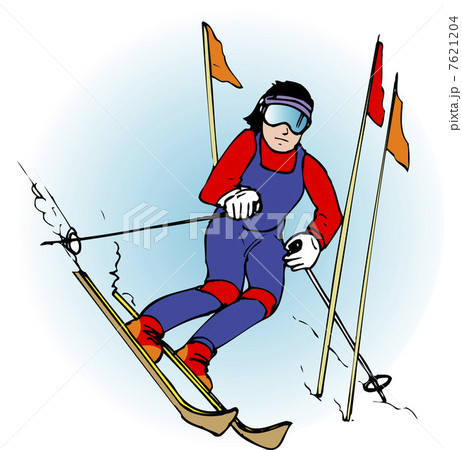 回転競技 スキー スキー板 イラストレーションのイラスト素材