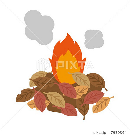 煙 焚き火 落ち葉 秋のイラスト素材
