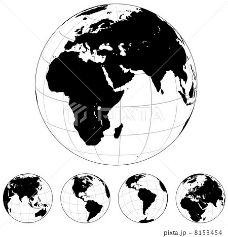 地球 世界 球 モノクロのイラスト素材
