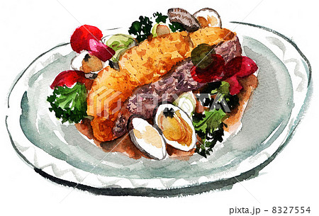 鯛 アクアパッツァ イタリア料理 魚料理のイラスト素材