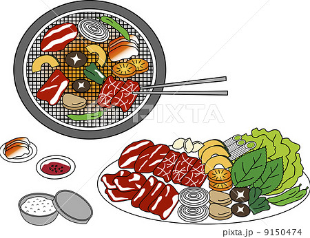 焼肉 炭火焼肉 韓国料理 馬鈴薯のイラスト素材