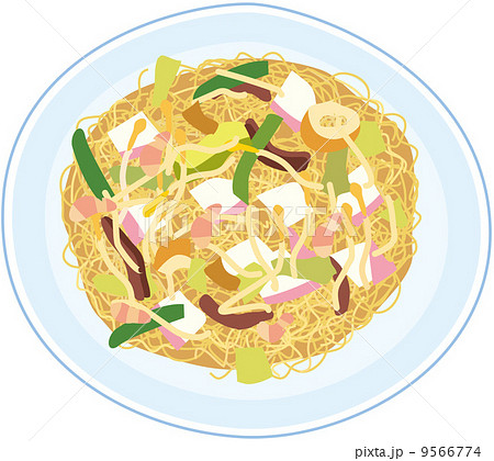 皿うどん 炒麺 麺類 イラストのイラスト素材