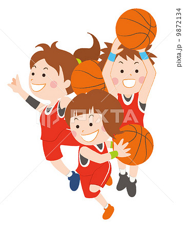 バスケットボール 球技 シュート 女子のイラスト素材