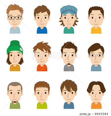 似顔絵 人物 かわいい 男性 髪型の写真素材