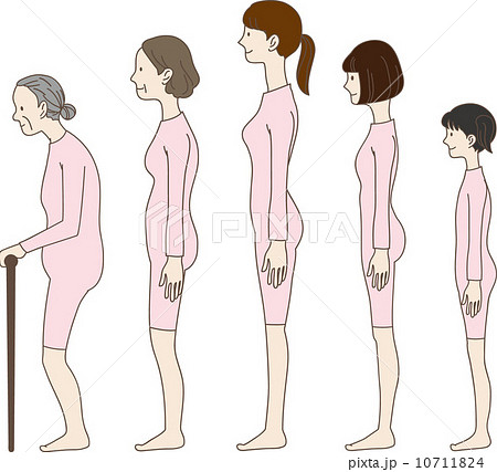 立ち姿 女性 老い 杖の写真素材