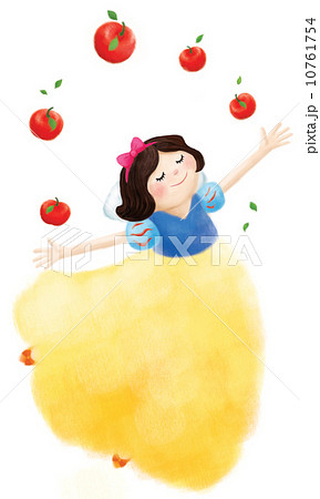 女の子 お姫様 白雪姫 リンゴのイラスト素材