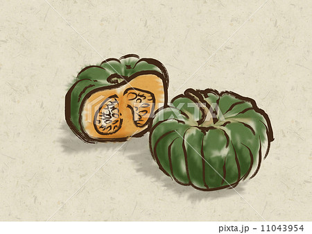 墨絵 かぼちゃ 野菜 日本画のイラスト素材 - PIXTA