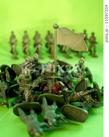 フィギュア ミニチュア グリーン アーミーの写真素材