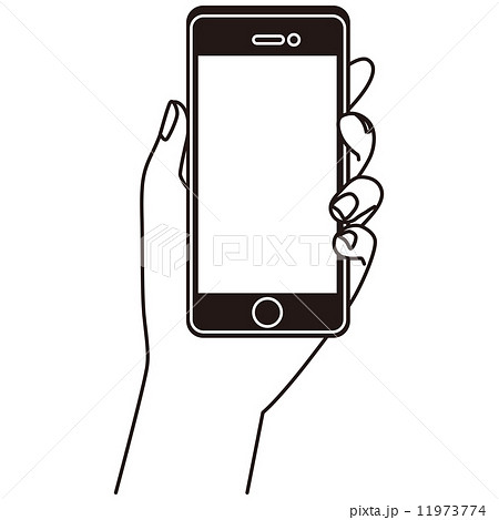 持つ スマホ スマートフォン 携帯のイラスト素材