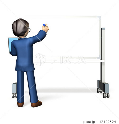 ホワイトボード 書く 発表 3dcgの写真素材
