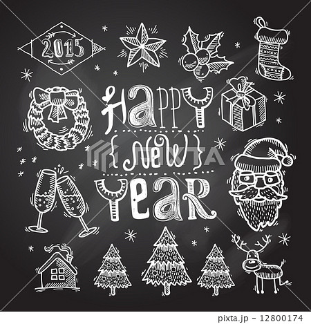 サンタクロース クラウス 黒板 セットのイラスト素材