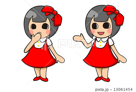 おかっぱ 女の子のイラスト素材