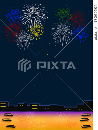 花火 屋形船のイラスト素材 花火 屋形船のイラスト素材