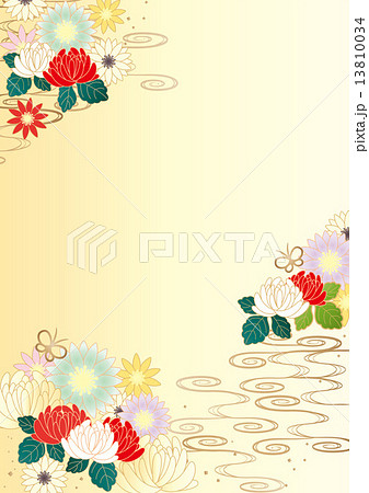 菊の花 菊 和 流水紋のイラスト素材