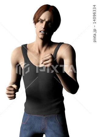 ファイティングポーズ 男性 ガッチリ 殴るのイラスト素材