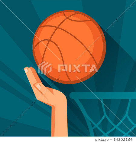 ボール バスケ バスケットボール 手のイラスト素材
