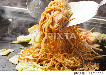 やきそば 麺 麺類 へらの写真素材