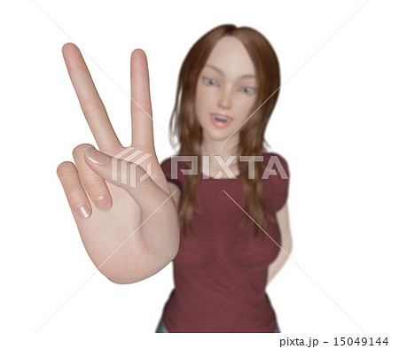 ピースサイン 女性 人物 モデルのイラスト素材