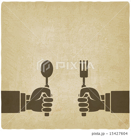 スプーンを持つ手のイラスト素材