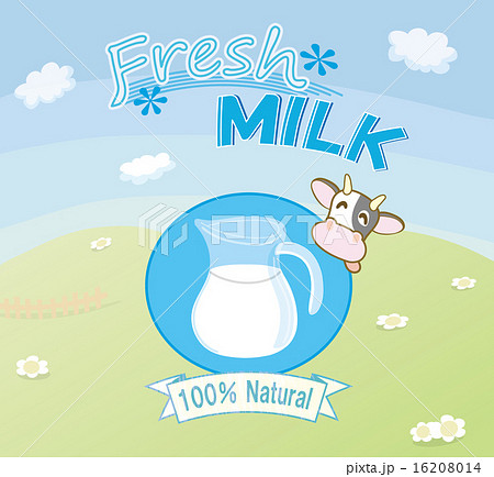 イラスト ミルク 牛乳 牛のイラスト素材