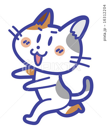 マラソン 走る 猫 イラストのイラスト素材