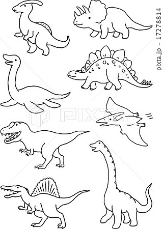トリケラトプス モノクロ 恐竜 化石のイラスト素材