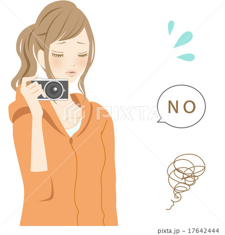 No 困る カメラ 女子のイラスト素材